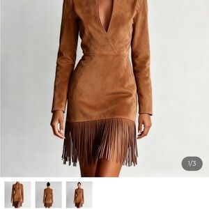 Brown Fringe Mini Dress